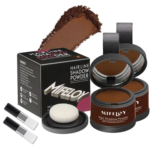 Miniatura 16 de Paquete de 2 polvos de sombra de retoque de raíz, cobertura de cabello gris, polvo de cobertura de raíces de color para mujeres para adelgazar