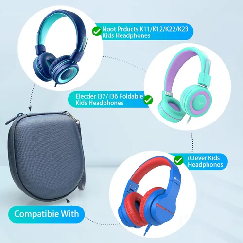 Miniatura 2 de Funda de auriculares para niños compatible con Elecder i37 / Noot K11 / iClever BTH12 / HS19 / BTH26 / JoySpark-T5 / Candy Bila BH03 / Azul