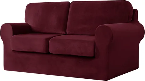 Miniatura 67 de UNBBRRL Fundas de sofá de 3 piezas para sofá, funda de terciopelo elástico para sillón con 1 funda de cojín de asiento y 1 funda de respaldo