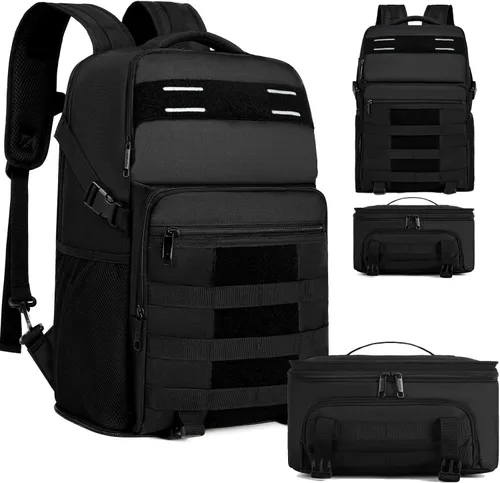 Miniatura 9 de Mochila de almuerzo, mochila con aislamiento térmico para hombres y mujeres, mochila para portátil con protección RFID y puerto USB, Negro, 15,6