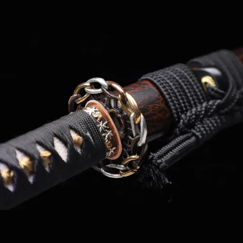 Miniatura 4 de Espada katana forjada a mano, arcilla real, acero templado L6, Hitatsura Hamon () Espada samurai espada de espiga completa