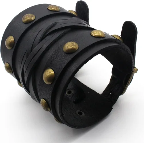 Miniatura 3 de Pulsera de cuero para hombres y mujeres, pulsera de aleación de cuerda trenzada punk