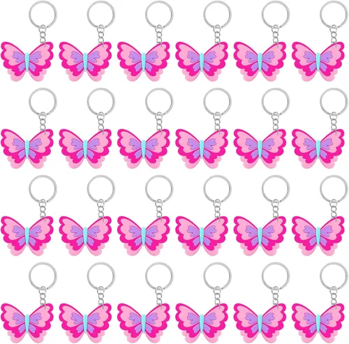 CiciBear Paquete de 24 llaveros de mariposa para decoración de fiesta para invitados, fiesta temática de mariposas, baby shower, fiesta escolar,