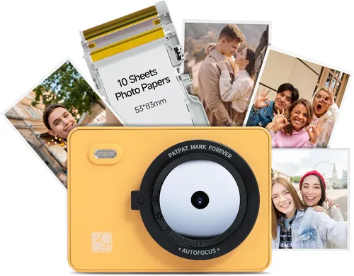 HPRT Cámara de impresión instantánea Z5 e impresora fotográfica, tecnología de sublimación de tinta, 5 efectos de filtro, flash LED, papel