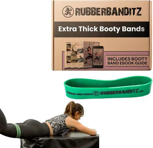 Miniatura 11 de Rubberbanditz Bandas extra gruesas para glúteos y piernas – Incluye guía electrónica para mujeres – Mini banda de ejercicio de bucle que engancha