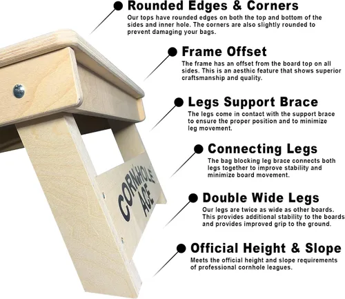 Miniatura 6 de CornholeAce ACE PRO Tablas de Cornhole profesionales, sin rebote, patas anchas triples, madera contrachapada de abedul báltico de 3/4 pulgadas, Verde