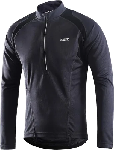 ARSUXEO Camisetas de ciclismo de media cremallera para hombre Camisas de ciclismo de montaña de manga larga 6031