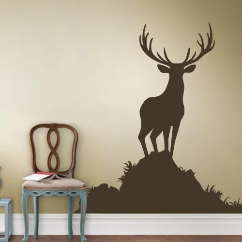 Miniatura 2 de Buck pared animales calcomanía decorativo para pared vinilo calcomanía decorativo para pared, diseño de ciervo Vida Silvestre caza Decoración Negro
