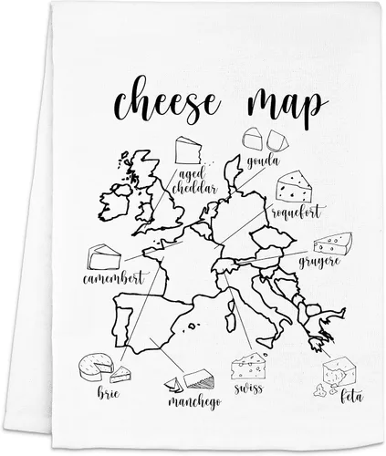 Miniatura 9 de Moonlight Makers Divertidas toallas de cocina con temática de queso, paños de cocina decorativos hechos a mano de algodón, paño de té absorbente