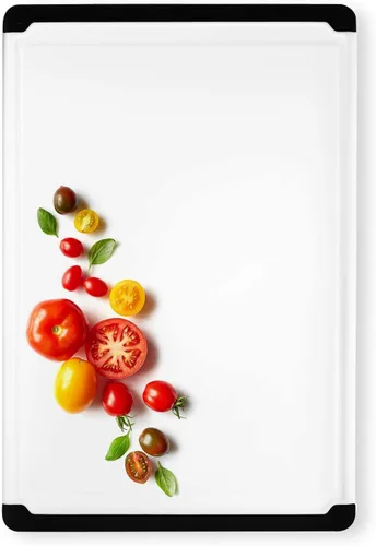 Miniatura 7 de Tabla de cortar de plástico extra grande para cocina, tabla de cortar de 18 pulgadas, apta para lavavajillas, tabla de cortar reversible con ranura