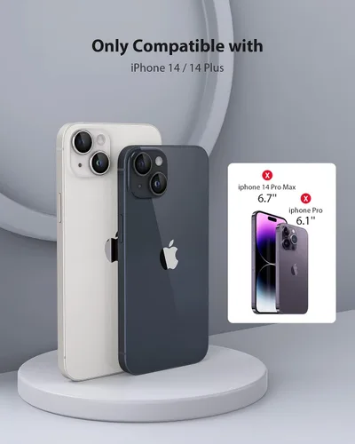 Miniatura 2 de Protector de lente de cámara de diseño para iPhone 14 Plus/iPhone 14 – Bandeja automática de aleación de aluminio más 9H protector de pantalla