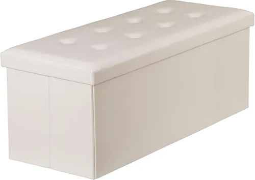 Miniatura 11 de JupiterForce Banco otomano plegable de almacenamiento de 30 pulgadas, baúl otomano de almacenamiento de piel sintética, banco reposapiés