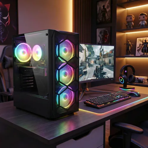 Miniatura 5 de STGAubron Computadora de escritorio para videojuegos, Intel Core i7 hasta 3.9 GHz, Radeon RX 580 8G, 16G RAM, 512G SSD, WiFi 6, BT 5.0, ventilador