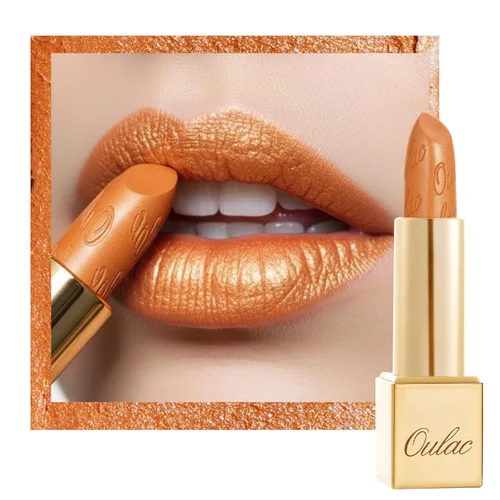 Miniatura 32 de Oulac Lápiz labial rojo, regalos de Navidad para mujeres, fórmula hidratante ligera con brillo 3D metálico, color de labios de alto impacto, Bomba