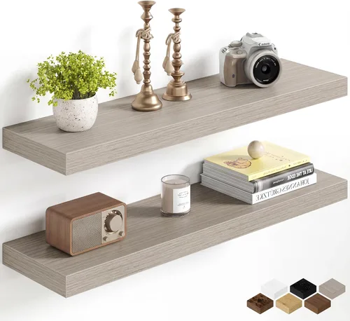 Miniatura 98 de Fun Memories Estantes flotantes de 16 pulgadas para pared, estantes de 8 pulgadas de profundidad para baño, dormitorio, cocina, montaje en pared