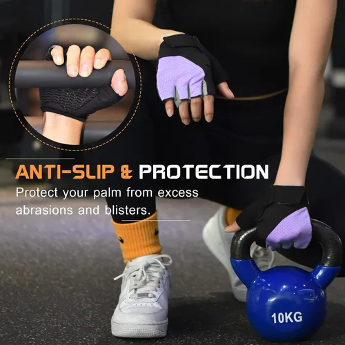 Miniatura 5 de sunnex Guantes de entrenamiento para mujer – Guantes de levantamiento de pesas transpirables con acolchado de silicona antideslizante, guantes