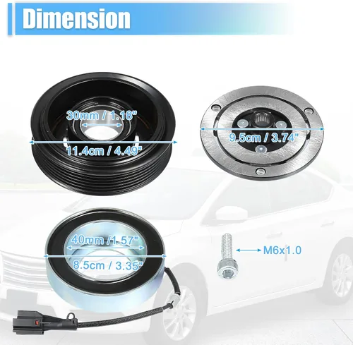 Miniatura 3 de uxcell Juego de embrague de compresor de CA Reemplazar para Subaru Impreza 2012-2016 A/C Embrague Conjunto de reparación