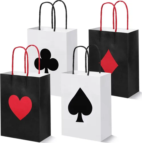 Outus - 24 bolsas de regalo de fiesta de casino, suministros de decoración de fiesta temática de casino, 8.3 x 6 x 3 pulgadas, bolsas de papel de