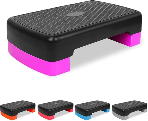 Miniatura 10 de Height-Adjustable 4"-6" Step Aerobics Platform Fitness Equipment Stepper Trainer Exercise Step Platform with 2 Riser