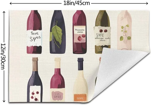 Miniatura 2 de 6 PCS PVC Placemats Set Place Mats Cute Wines Bottle Non-Slip Weave Place Mats 12" x 18" Farmhouse Table Mat Set for Family Dinners Wedding Parties