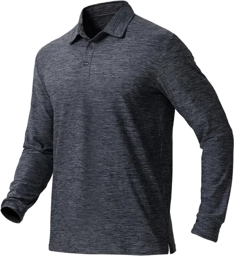 Miniatura 33 de NAVISKIN Camisas polo de manga larga para hombre, camisas de golf con cuello UPF 50 SPF para hombre, secado rápido, absorbe la humedad