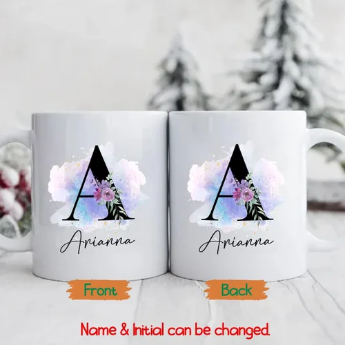 Miniatura 2 de Taza de café personalizada con nombre inicial, regalo para mujeres, esposa, amiga, mamá, abuela, madrastra, nombre personalizado e inicial taza
