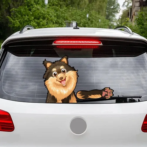 Miniatura 12 de Chihuahua - Calcomanía para limpiaparabrisas trasero, lavable, extraíble, de PVC, divertida cola de cachorro, calcomanía decorativa