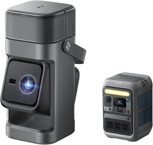 Miniatura 11 de soundcore Nebula P1 Proyector GTV portátil con altavoces desmontables, 650 lúmenes ANSI, 1080P, 20 W sonido envolvente verdaderamente 2.0, audio
