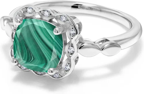 Miniatura 47 de Gem Stone King Anillo de compromiso de plata de ley 925 de 0.315 in con piedra natal y zafiro blanco creado Anillo de compromiso de boda