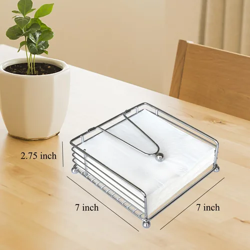 Miniatura 6 de hiwafifi Servilletero para mesa, dispensador de servilletas plano con brazo pesado, soporte cuadrado de papel de cóctel de elegante hierro rústico