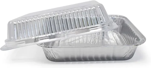 Miniatura 2 de Fig & Leaf Paquete de 35 moldes cuadrados para hornear pasteles de 8 x 8 pulgadas con tapas de cúpula de plástico, latas de papel de aluminio