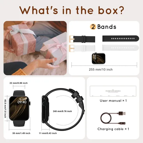 Miniatura 8 de Reloj inteligente para mujeres y hombres (respuesta/hacer llamadas) 1.85 pulgadas HD Fitness Tracker Smartwatch para Android iPhone con seguimiento