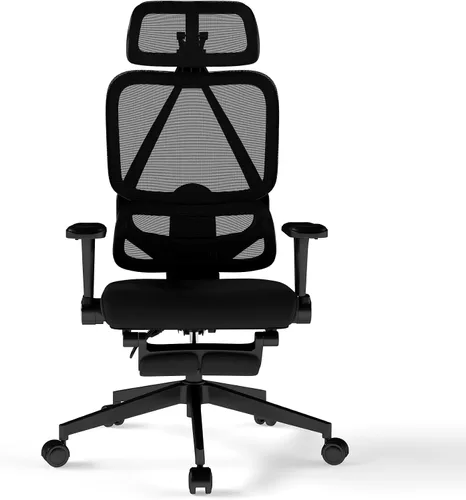 Miniatura 3 de Silla de oficina ergonómica de malla con reposabrazos, silla de escritorio grande y alta con soporte lumbar, silla giratoria de computadora