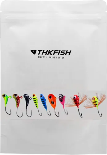 Miniatura 7 de THKFISH Plantillas de pesca en hielo Señuelos de pesca en hielo Equipo de pesca en hielo Kit de aparejos de pesca pequeños Crappie Panfish Jigs
