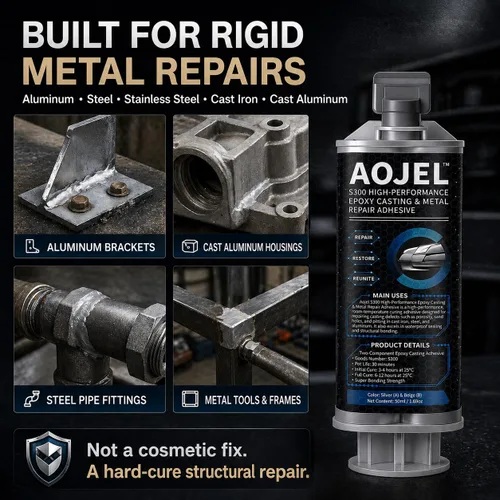 Miniatura 3 de S300 Epoxi metálico para reparación de aluminio y metal, epoxi de soldadura en frío de 2 partes, adhesivo estructural de carga, impermeable