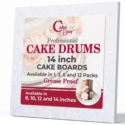 Miniatura 20 de Cakebon Tableros cuadrados para tartas, tambores resistentes de 1/2 pulgada de grosor, bordes envueltos profesionalmente de 8 pulgadas, color negro
