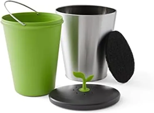 Chef'n EcoCrock - Contenedor de compostaje para encimera, 3.3 litros, gris acero