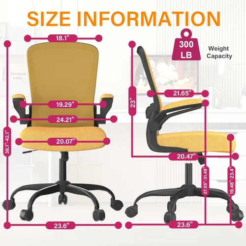 Miniatura 2 de Silla de oficina Mimoglad, silla de escritorio ergonómica con soporte lumbar ajustable, silla de computadora de malla de respaldo alto con Dorado
