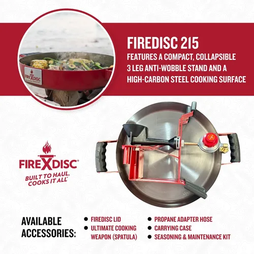 Miniatura 4 de FIREDISC 215 Cocina de Propano de Mesa Ultra Portátil en Rojo Bombero TCGFD215R, la Estufa de Campamento de Disco de Arado de 16.5 pulgadas es una