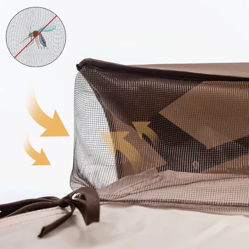 Miniatura 7 de Joyside Cenador desplegable de 11 x 11 pies para patio con paredes laterales y mosquitera, tienda de campaña para exteriores para bodas (beige)