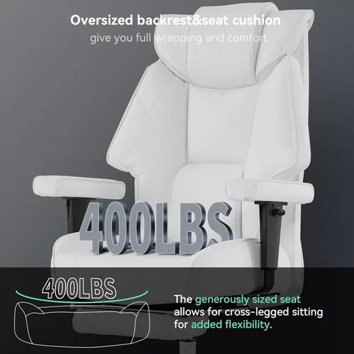 Miniatura 3 de EXCEBET Silla de oficina grande y alta con reposapiés, silla de oficina ejecutiva de piel sintética con respaldo alto, 400 libras, sillas Blanco