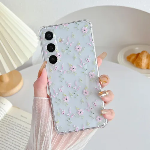 Miniatura 18 de ZTOFERA Funda transparente para Samsung Galaxy S24 con bonito patrón de flores para mujeres y niñas, funda protectora a prueba de golpes, delgada