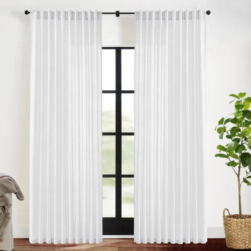 Miniatura 56 de XTMYI - Cortinas transparentes de 54 pulgadas de largo, juego de 2 paneles para baño, cortinas cortas de lino y algodón con semi privacidad