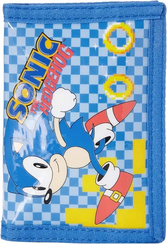 Hedgehog Sonic The Card and Coin - Billetera plegable (5.1 x 3.5 x 2.8 in), color azul, Azul, Minimalista