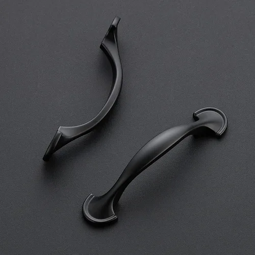 Miniatura 2 de Ravinte - Paquete de 5 manijas sólidas de gabinetes de cocina de 3 pulgadas con arco redondeado, color negro mate, tiradores curvos negros, manijas