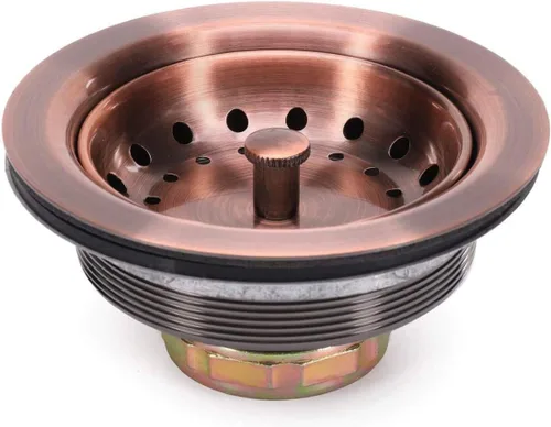KONE - Conjunto de drenaje para fregadero de cocina de 3-1/2 pulgadas con cesta de colador/tapón, todo de acero inoxidable, cobre antiguo, duradero