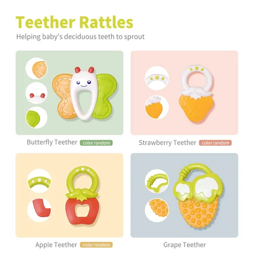 Miniatura 3 de Cuterabit Juego de 12 Sonajeros para Bebés con Estuche de Almacenamiento, Juguetes de Dentición para Bebés, Regalo de Navidad para Recién Nacidos