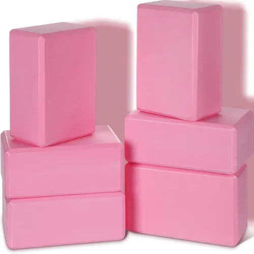 Miniatura 10 de Wettarn Paquete de 6 bloques de yoga de 9 x 6 x 4 pulgadas, espuma EVA, ligeros, antideslizantes, accesorios de yoga para pilates, estiramiento