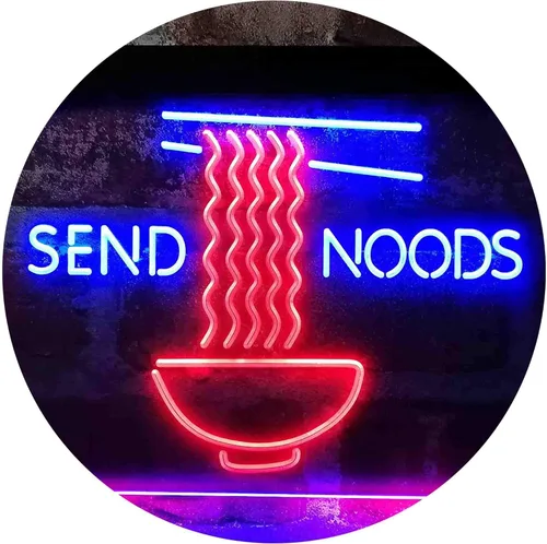 ADVPRO Humor Send Noods Nudes Fideos Decoración del hogar Letrero de neón LED de doble color azul y rojo 12 x 8 pulgadas st6s32-i3977-br