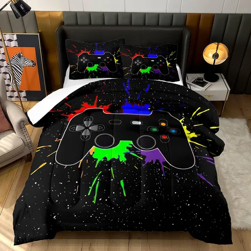 Miniatura 15 de AILONEN Juego de edredón de videojuegos para adolescentes y niños, juego de ropa de cama de videojuegos, edredón de videojuegos, juego de cama
